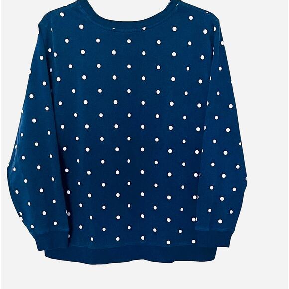 ST.JOHN’S BAY LONG SLV CREW FLEECE SWEATSHIRT, WOMENS, 2X, NAVY-WHITE POLKA DOT - Picture 5 of 10
